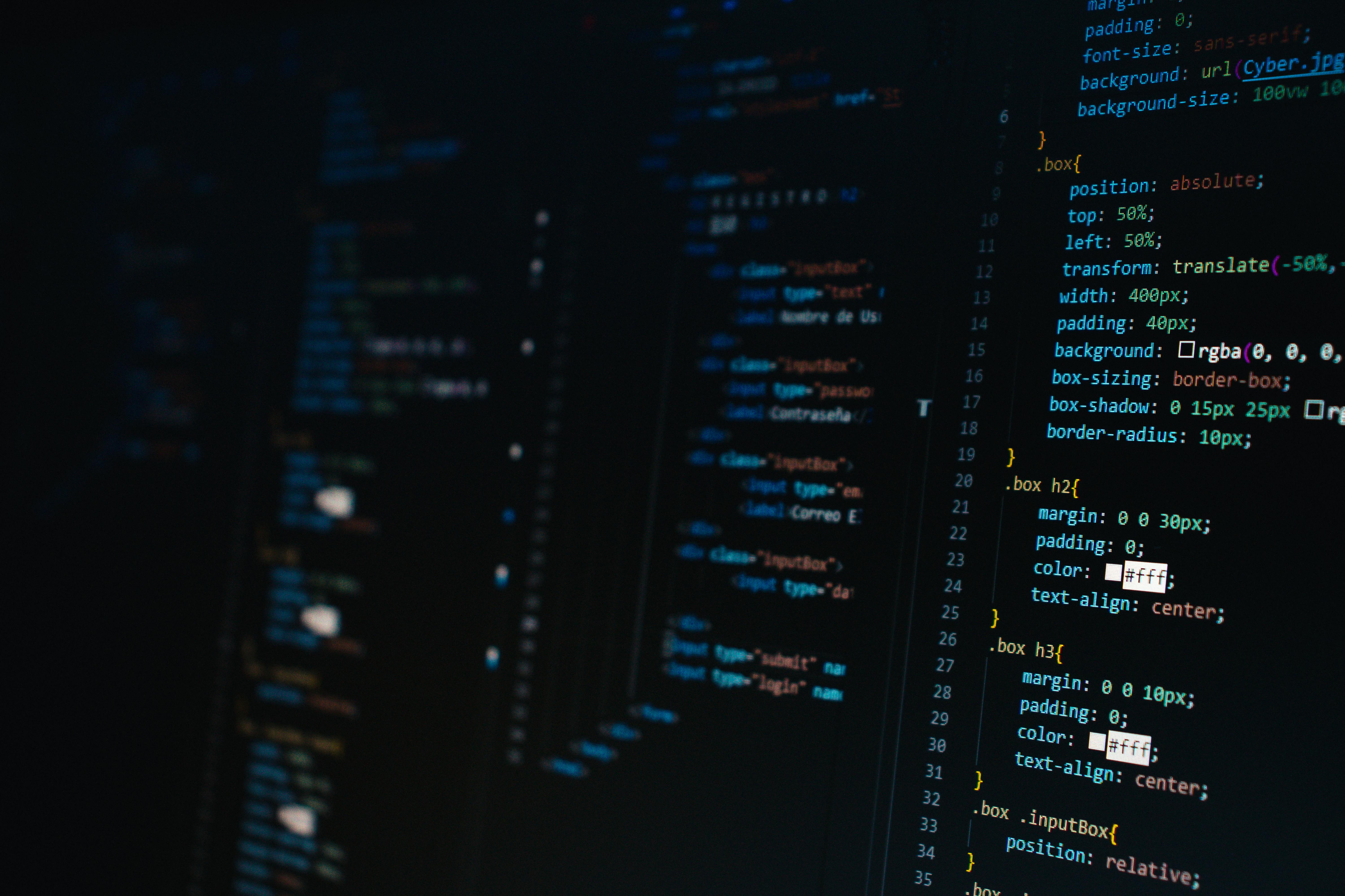 Photo by Harold Vasquez: https://www.pexels.com/photo/lines-of-code-2653362/